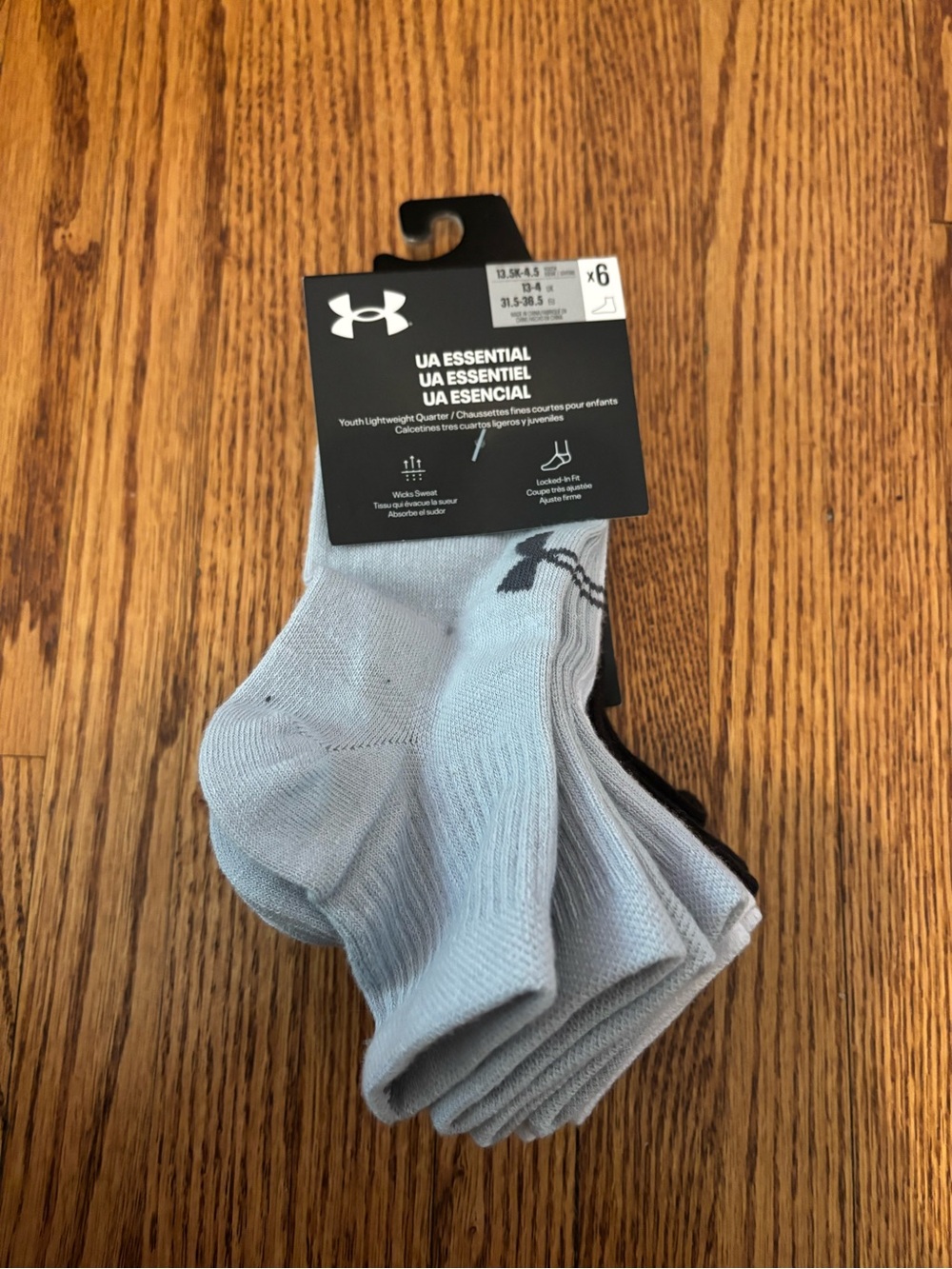 Under Armour UA Essential Light Ankle Socks - 6 Pack Size 13.5K-4.5